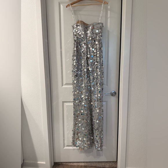 NWOT BRONX AND BANCO FARAH SILVER STRAPLESS GOWN - Picture 13 of 16